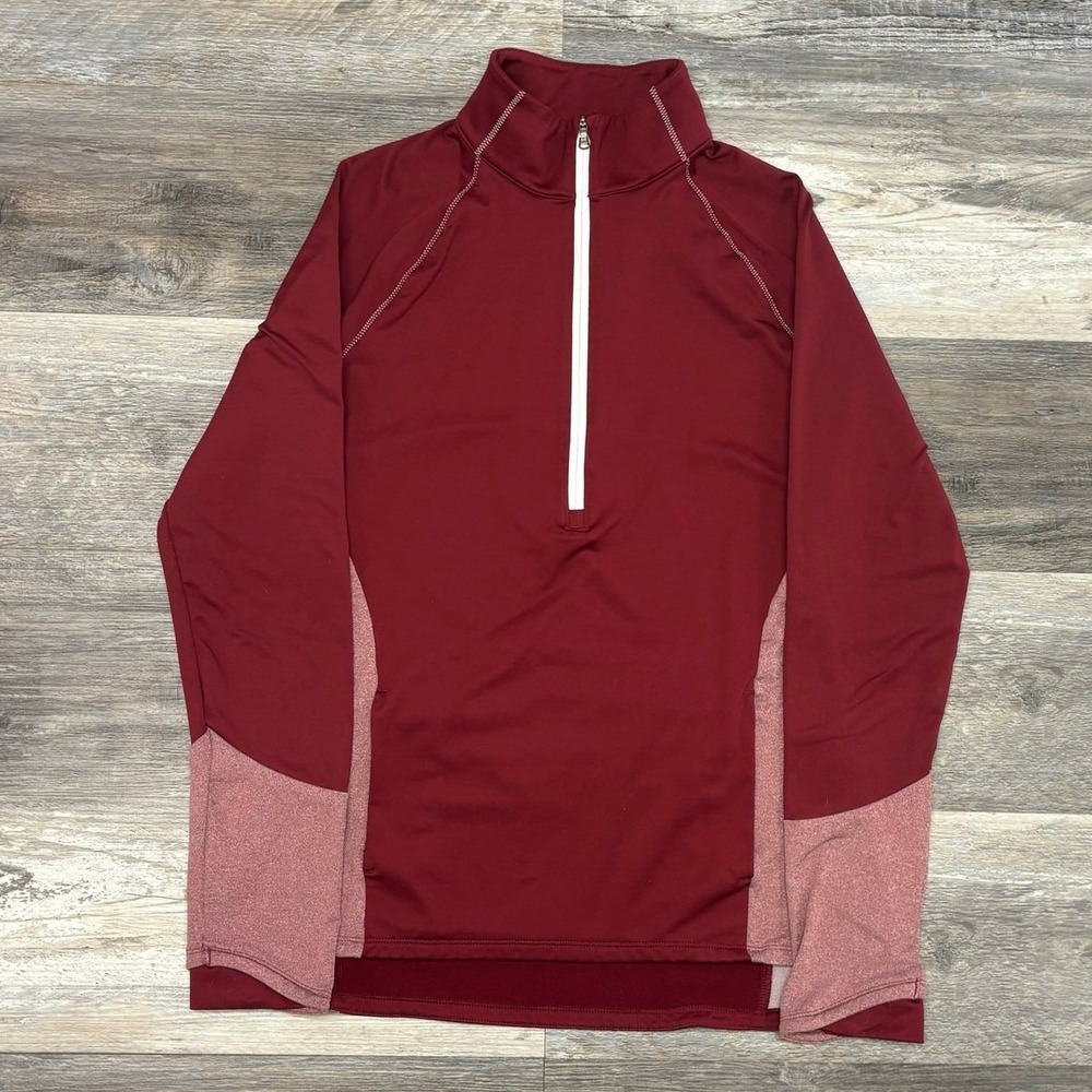 Under Armour 1/2 Zip ColdGear Red Pink Womens M Fitted Pullover Sweatshirt EUC